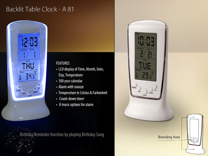 A81 – Backlit table clock