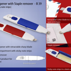 B39 – Letter opener with Staple remover and sticky note strips– Min 10 pcs