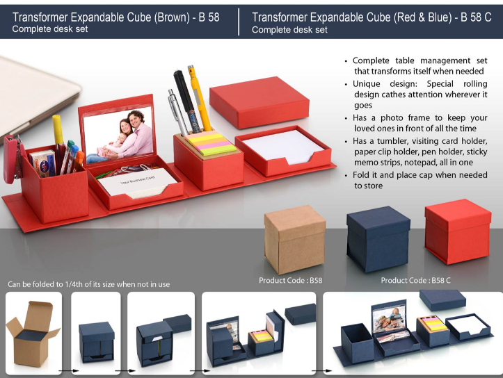 B58 –Transformer expandable cube: complete desk set
