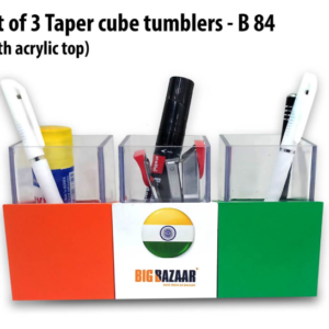 B84 – Set of 3 Taper cube tumblers with acrylic top– Min 10 pcs