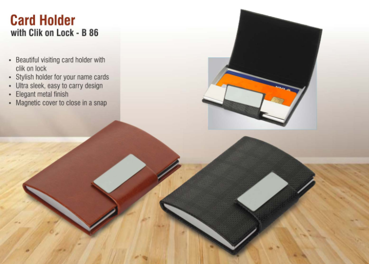 B86 –Card holder with clik on lock– Min 10 pcs