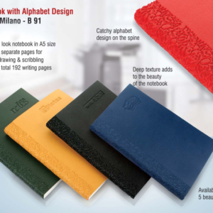 B91 –PU notebook with alphabet design by Castillo Milano– Min 10 pcs