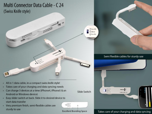 C24 – Multi Connector Data Cable set (Swiss Knife style)