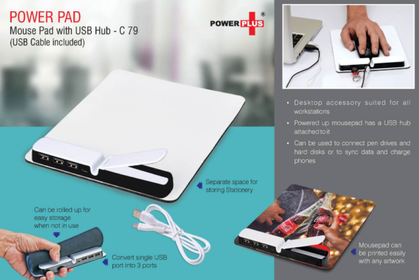 C79 – PowerPad: Mouse Pad With Usb Hub (USB cable included)