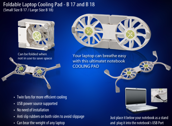 CB17 – Folding Laptop stand with USB Fan (Small)
