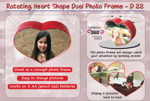 D22 – Rotating heart shape dual photo frame