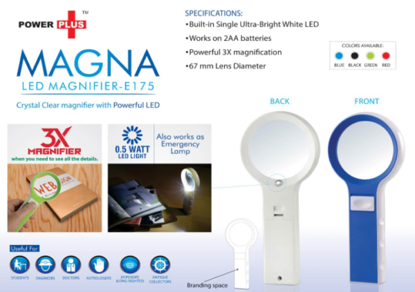 E175 – Power Plus Magna: Magnifier With Lamp Function( With Half Watt LED)