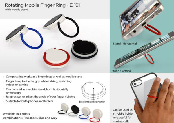 E191 – Rotating mobile finger ring (with mobile stand)
