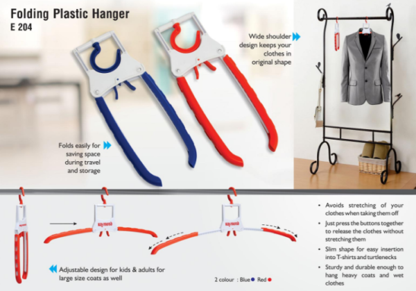 E204 – Folding Plastic hanger | Extendable arms for bigger clothes | Collapsible design