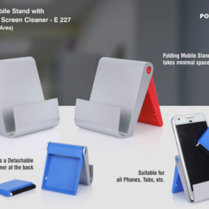E227 – Folding mobile stand with detachable screen cleaner (XL branding area)