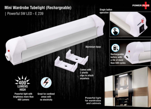 E239 – Mini wardrobe tubelight (Rechargeable) | Powerful 5W LED