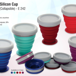 E242 – Folding silicon cup with cap (collapsible)