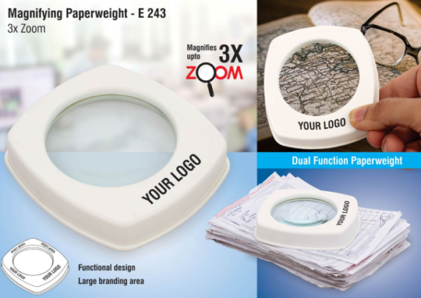 E243 – Magnifying paperweight (3x zoom)