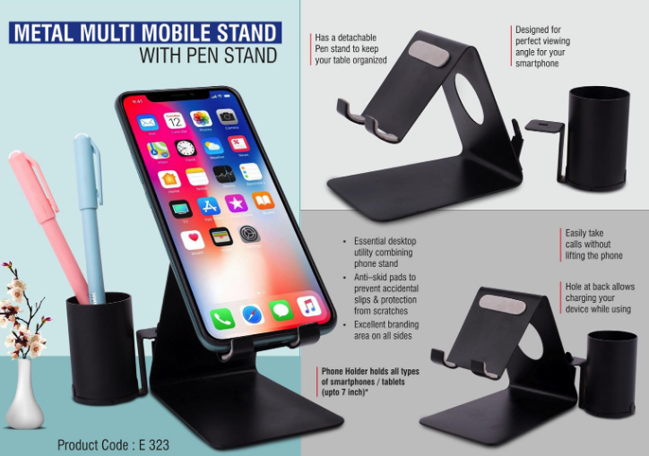E323 – Metal mobile stand with Detachable Tumbler
