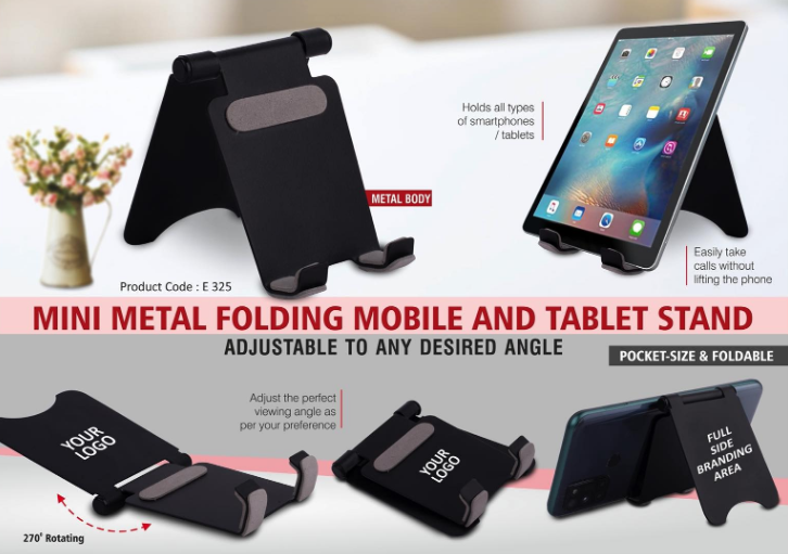 E325 – Mini folding mobile and tablet stand | Adjustable to any desired angle
