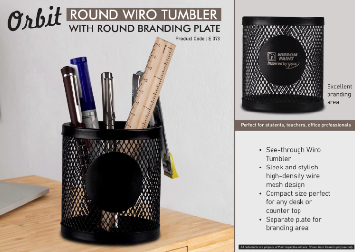 E373 – Orbit: Round Wiro tumbler with Round Branding Plate