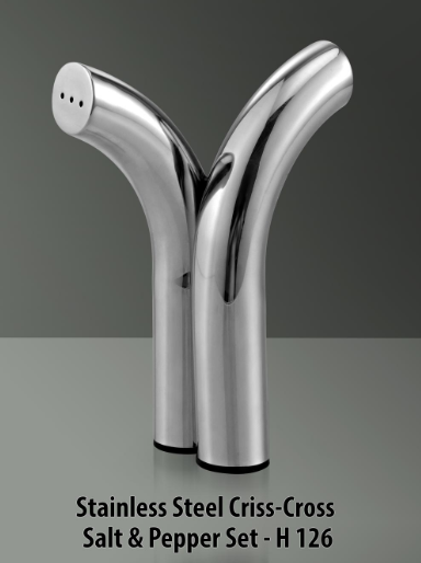 H126 – SS Criss cross Salt pepper set