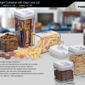 H148 – Crystal Air-tight Container with Easy Lock Lid (800 ml) by Power Plus