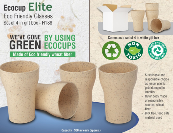 H188 – EcoCup Elite: Eco Friendly Glasses | Set of 4 in gift box