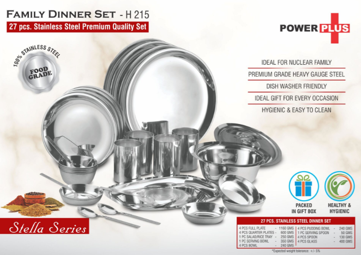 H215 – Family Dinner Set: 27 pc Stainless Steel Premium Quality set