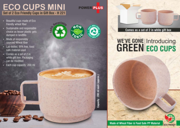 H221 – Eco cups mini: Set of 2 eco friendly cups in gift box