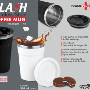H235 – Flash: Stainless Steel Coffee mug | 4 panel design | Leak Proof | Capacity 350ml approx