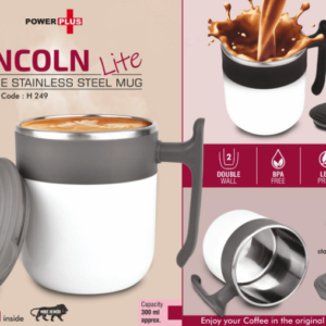 H249 – Lincoln Lite: 2 Tone Stainless steel Mug with Lid | Leak proof | BPA Free | Capacity 300 ml approx