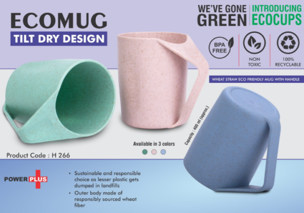 H266 – EcoMug : Wheat Straw Eco Friendly Mug with Handle | Tilt Dry Design