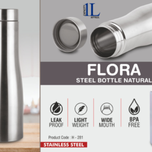 H281 – Flora Steel bottle Natural | Capacity 1L approx