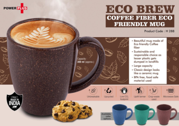 H288 – EcoBrew Mug : Coffee Fiber Eco Friendly Mug with Handle | Capacity 300ml approx