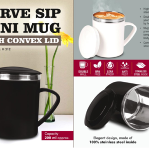 H312 – CurveSip Mini Steel mug with Convex Lid | Capacity 200ml Approx