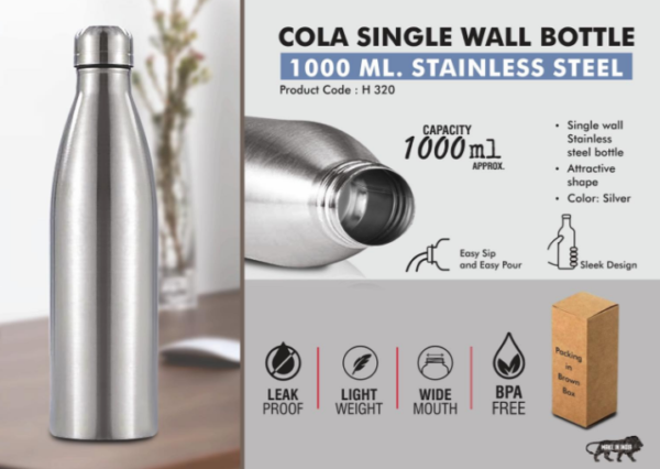 H320 – Cola Single Wall bottle 1L : Natural