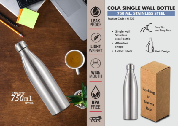 H322 – Cola Single Wall bottle 750ml : Natural