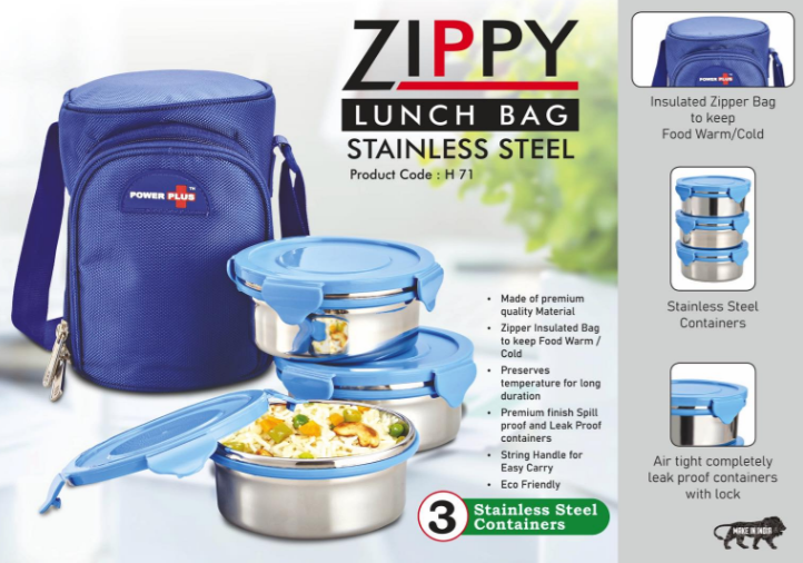 H71 – Zippy Lunch bag- 3 containers (metal)– Min 10 pcs