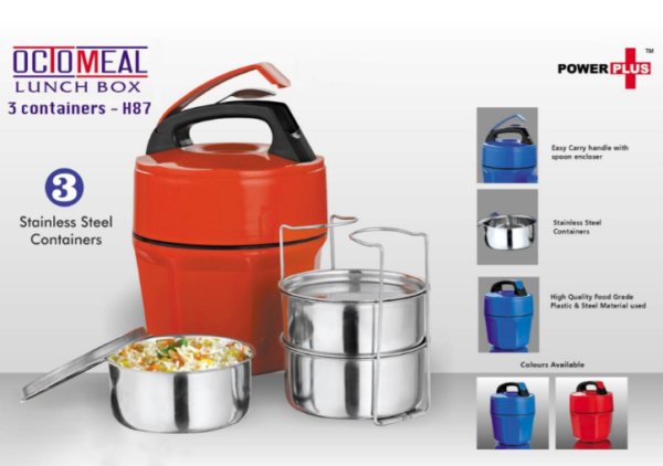 H87 – Octomeal Lunch box – 3 containers (steel)