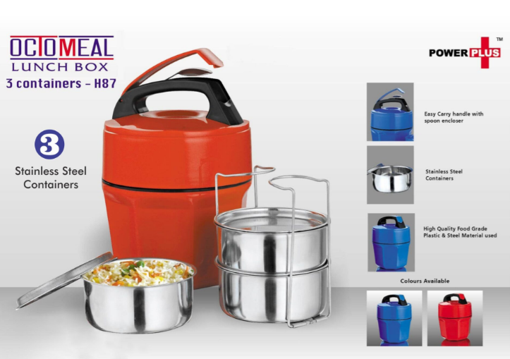 H87 – Octomeal Lunch box – 3 containers (steel)