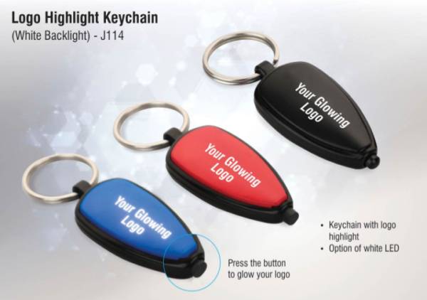 J114 – Logo highlight keychain (white backlight)
