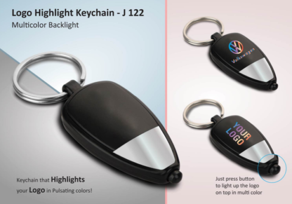 J122 – Two tone Logo highlight keychain (multicolor backlight)