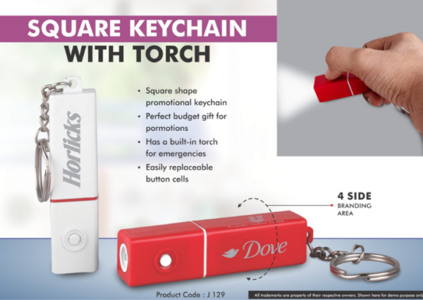 J129 – Square Keychain with torch