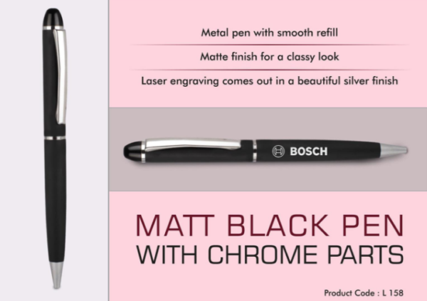 L158 – Matt Black Pen with Chrome Parts