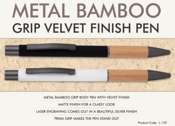 L159 – Metal Bamboo Grip Velvet finish pen