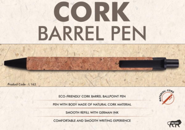L163 – Cork barrel pen | Barrel completely made of cork
