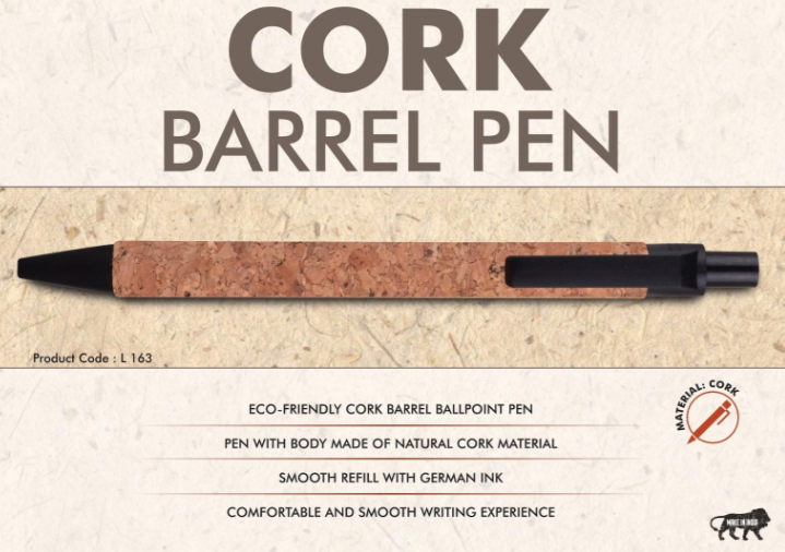 L163 – Cork barrel pen | Barrel completely made of cork