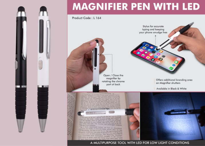 L164 – Magnifier Pen with LED– Min 10 pcs