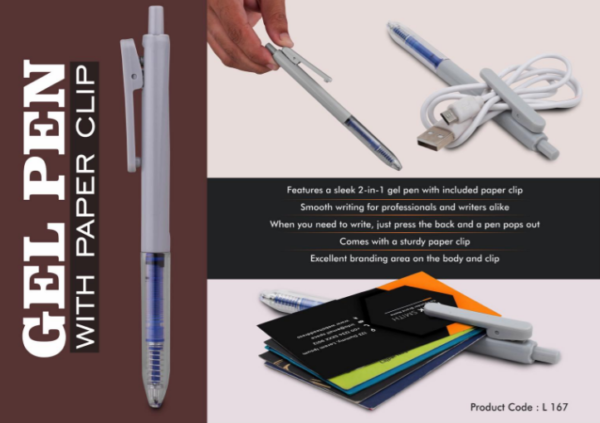 L167 – Gel pen with paper clip