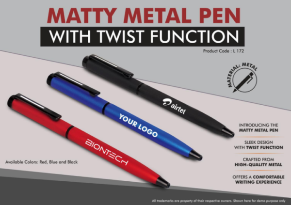 L172 – Matty Metal Pen with twist function