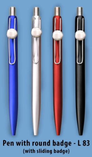 L83 – Pen with round badge