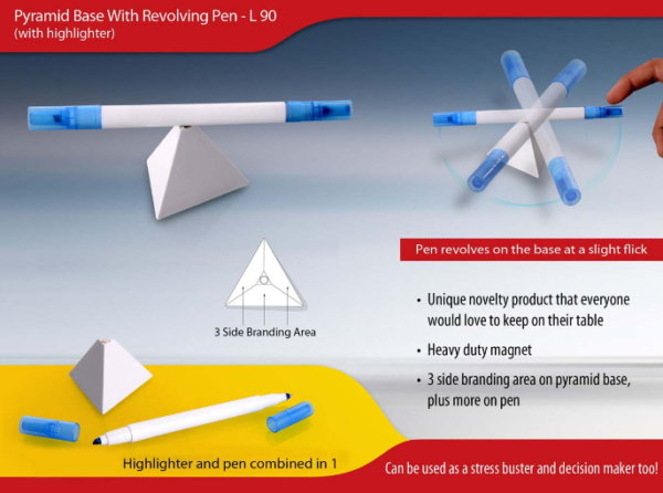 L90 – Pyramid stand with Revolving pen & highlighter