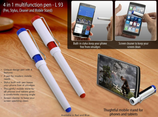 L93 – 4 in 1 multifunction pen (Pen, Stylus, Cleaner and Mobile Stand)