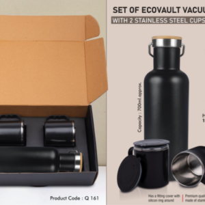 Q161 – Set of EcoVault Vacuum Flask with 2 Stainless steel cups in Gift box